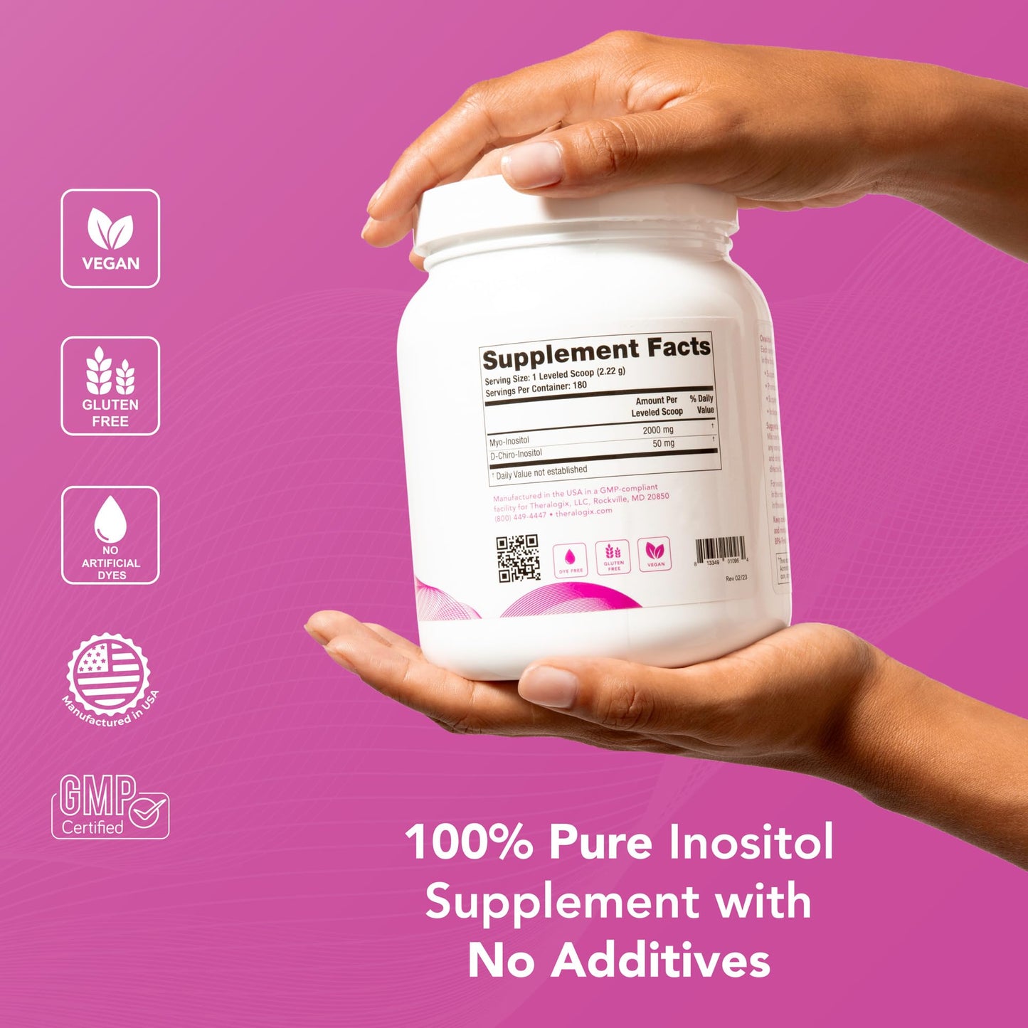 Theralogix Ovasitol Inositol Powder β 400 g (180 Servings) | Myo-Inositol & D-Chiro Inositol for Hormone Balance & Ovarian Function, NSF Certified
