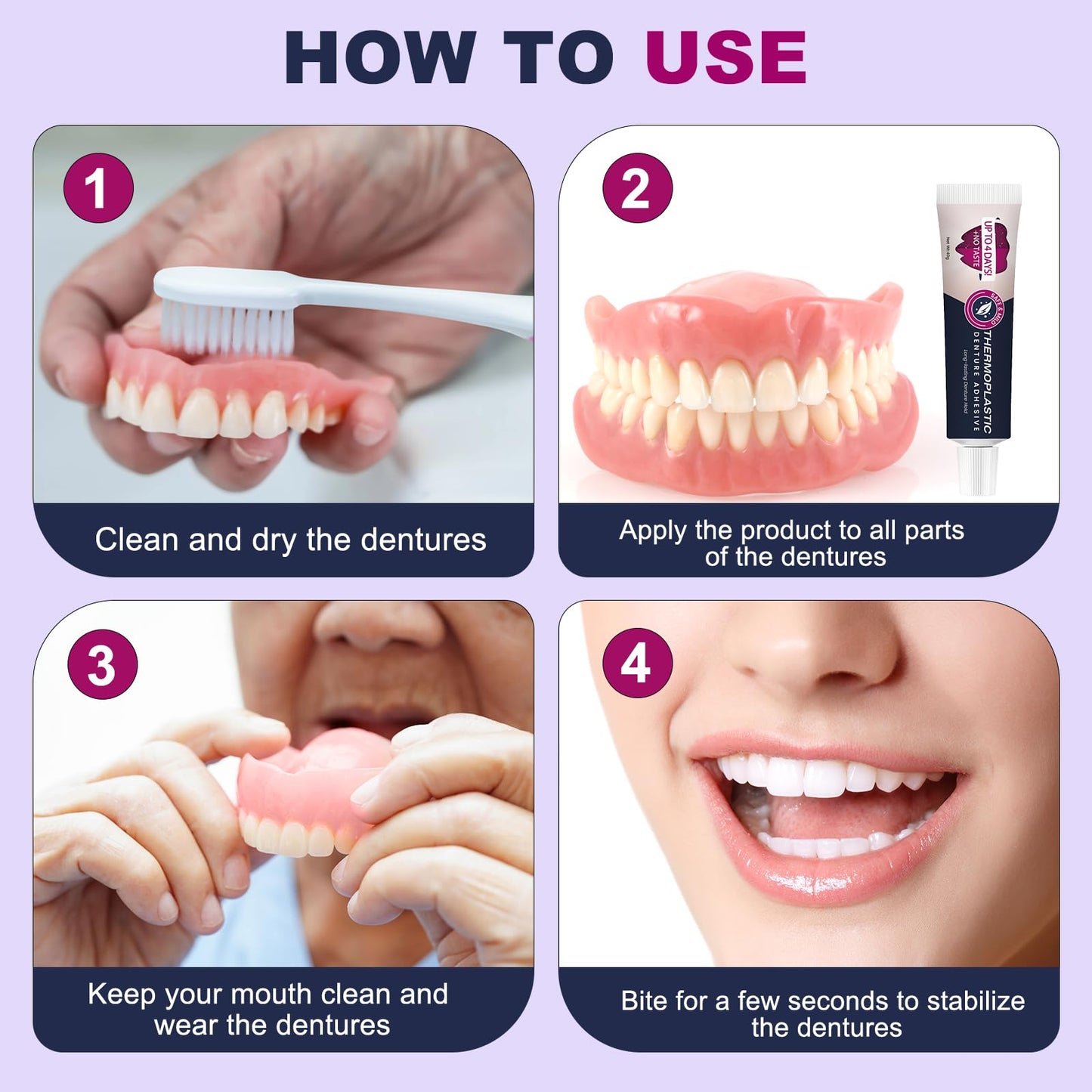 2Pcs Thermoplastic Denture Adhesive โ Secure Dentures Up to 4 Days