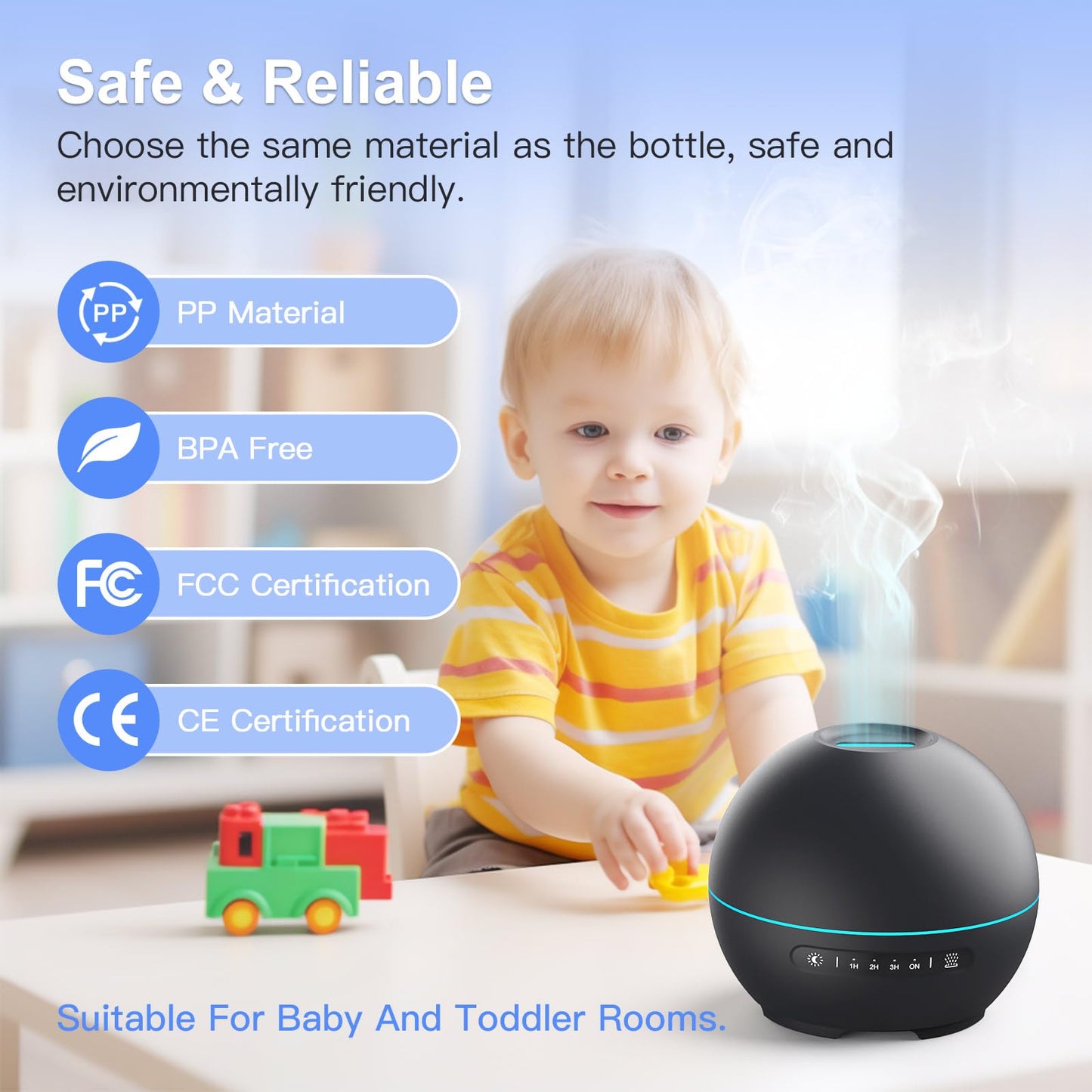 THIMONES 2 Pack Essential Oil Diffuser โ 200ml Ultrasonic, 4 Timers, 7 Colors