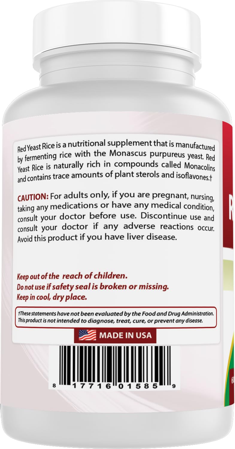 Best Naturals Red Yeast Rice 1200 mg โ 60 Tablets (Citrinin Free) | Non-GMO & Gluten-Free