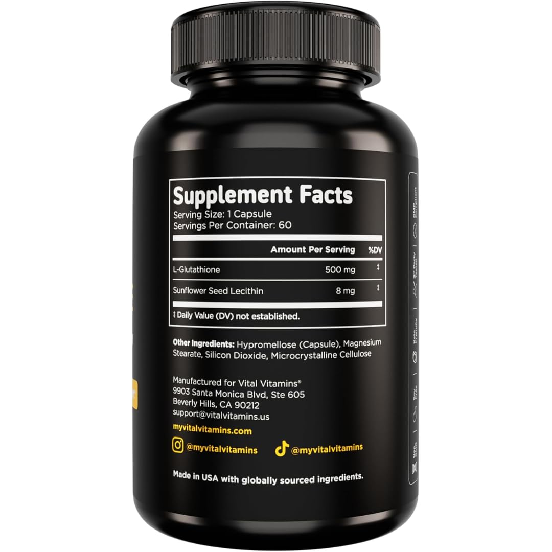 Vital Vitamins Glutathione Supplement โ 500mg Liposomal Delivery