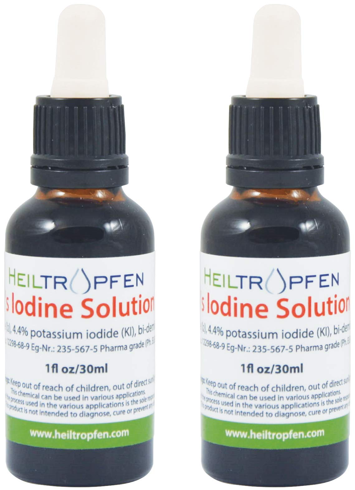 2X Lugol's Iodine Solution โ 2x1 fl oz / 2x30 ml | Pharmaceutical Grade | Third-Party Tested | Heiltropfen