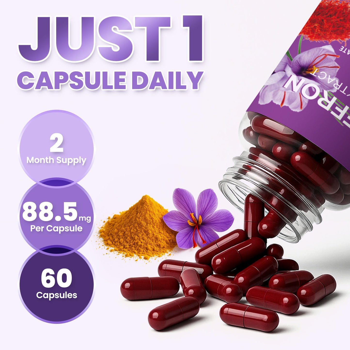 ZuriVitaNex Saffron Capsules โ 88.5mg for Mood, Vision & Immunity | 60 Caps
