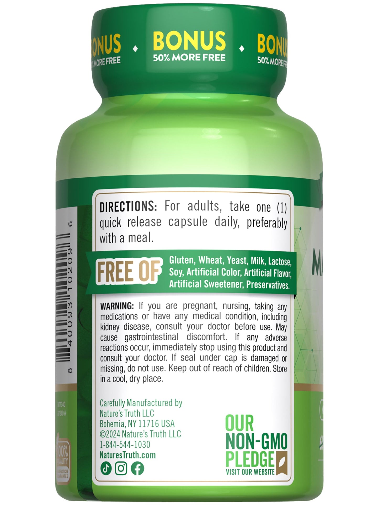 Nature's Truth Magnesium Oxide 500mg Capsules β 90 Count | Non-GMO & Gluten Free High Strength