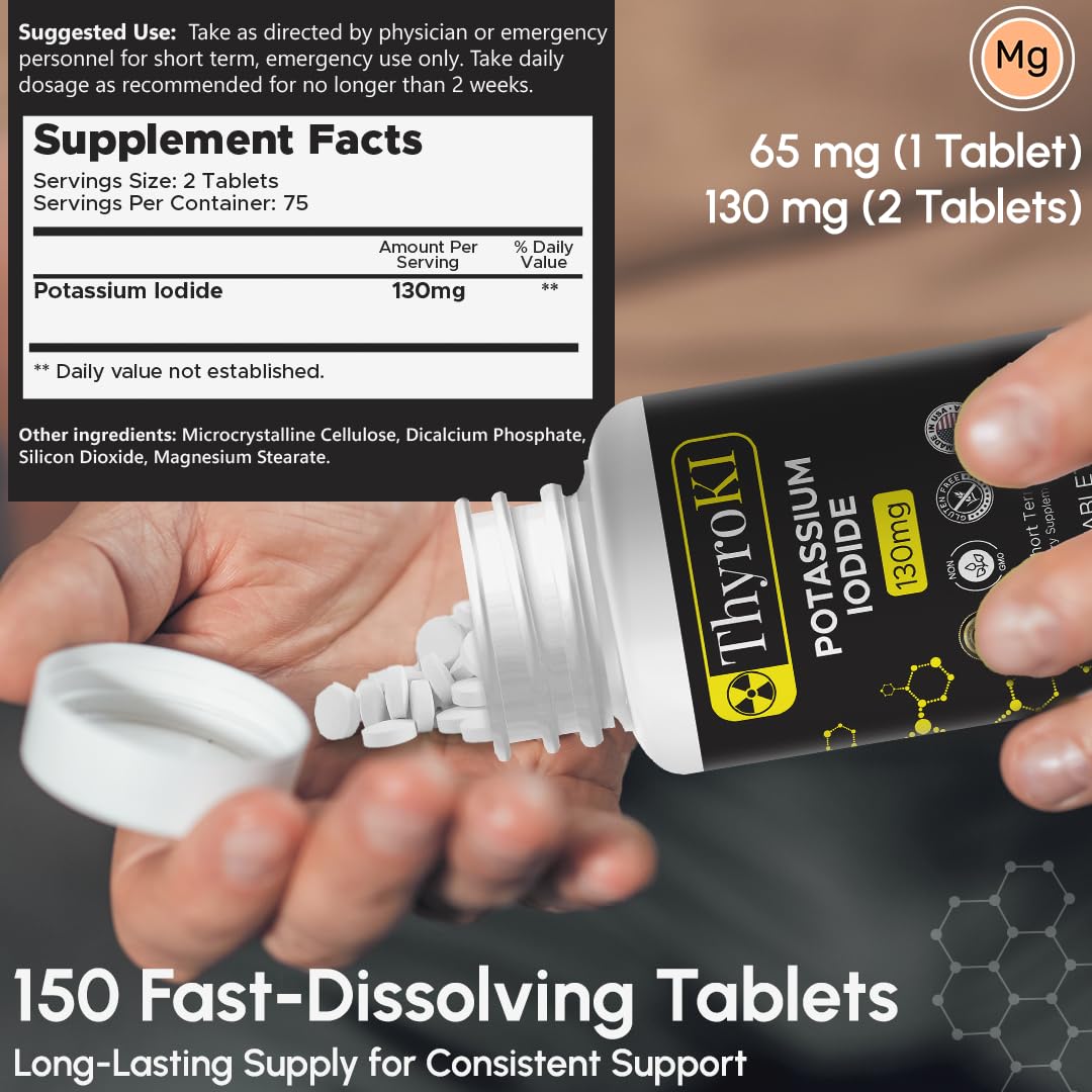 Potassium Iodide 130 mg Tablets โ 150 Count | Made in USA