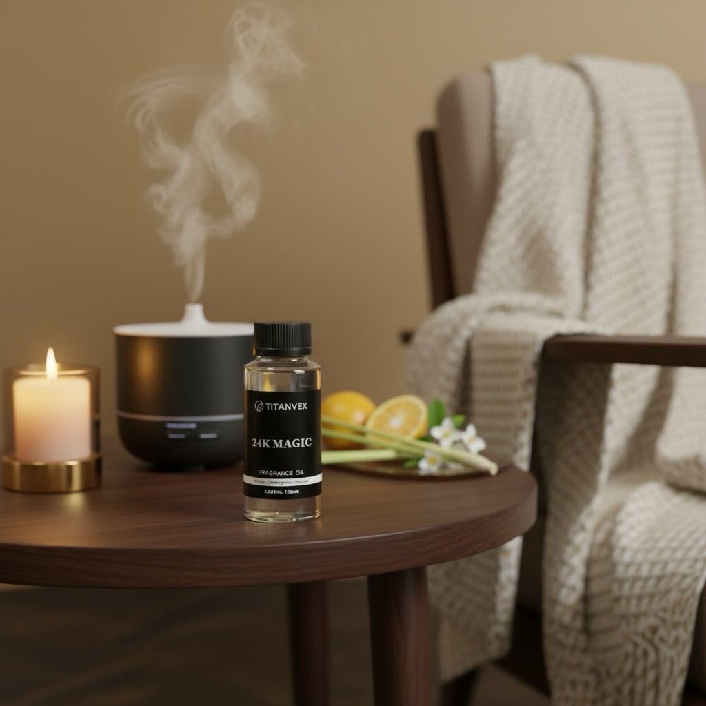 TitanVex 24K Magic Diffuser Oil โ Luxury Hotel Collection Waterless Aromatherapy | Citrus, Jasmine & Lily | 4.06 fl oz