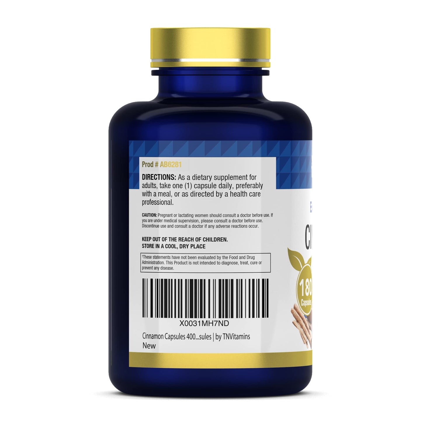 tnvitamins Cinnamon Capsules 4000 mg Equivalent โ Cassia & Ceylon Blend, USA Made, 2-Pack