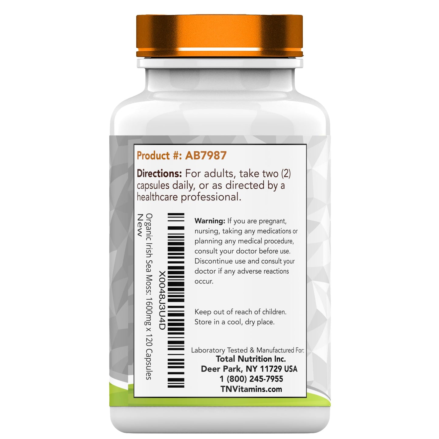 TNVitamins Organic Irish Sea Moss 1600mg โ 120 Capsules, 2-Month Supply, Non-GMO, Made in USA