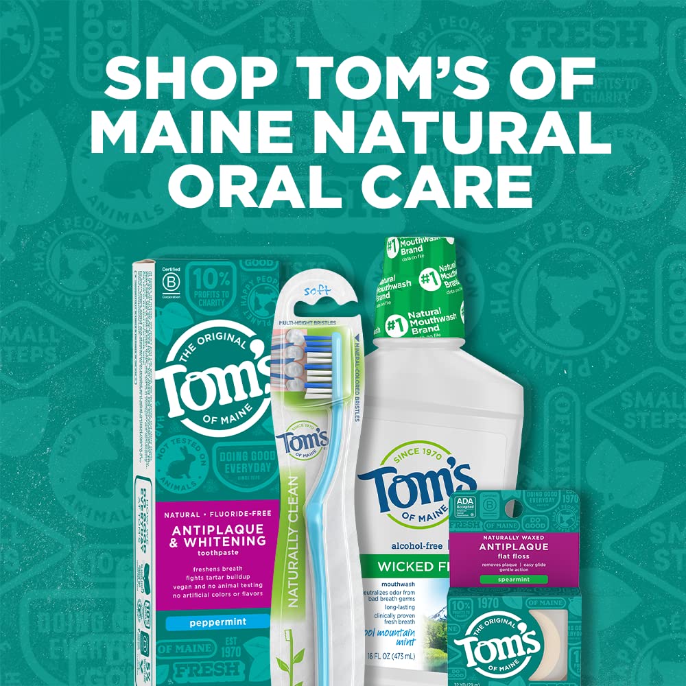 Tom's of Maine Waxed Antiplaque Floss, Spearmint โ 32 Yards, 6-Pack (Packaging May Vary)
