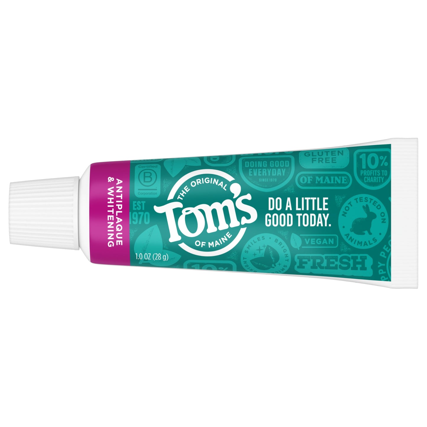 Tom's of Maine Fluoride-Free Antiplaque & Whitening Toothpaste โ Travel Size Peppermint, 1 oz (12-Pack)
