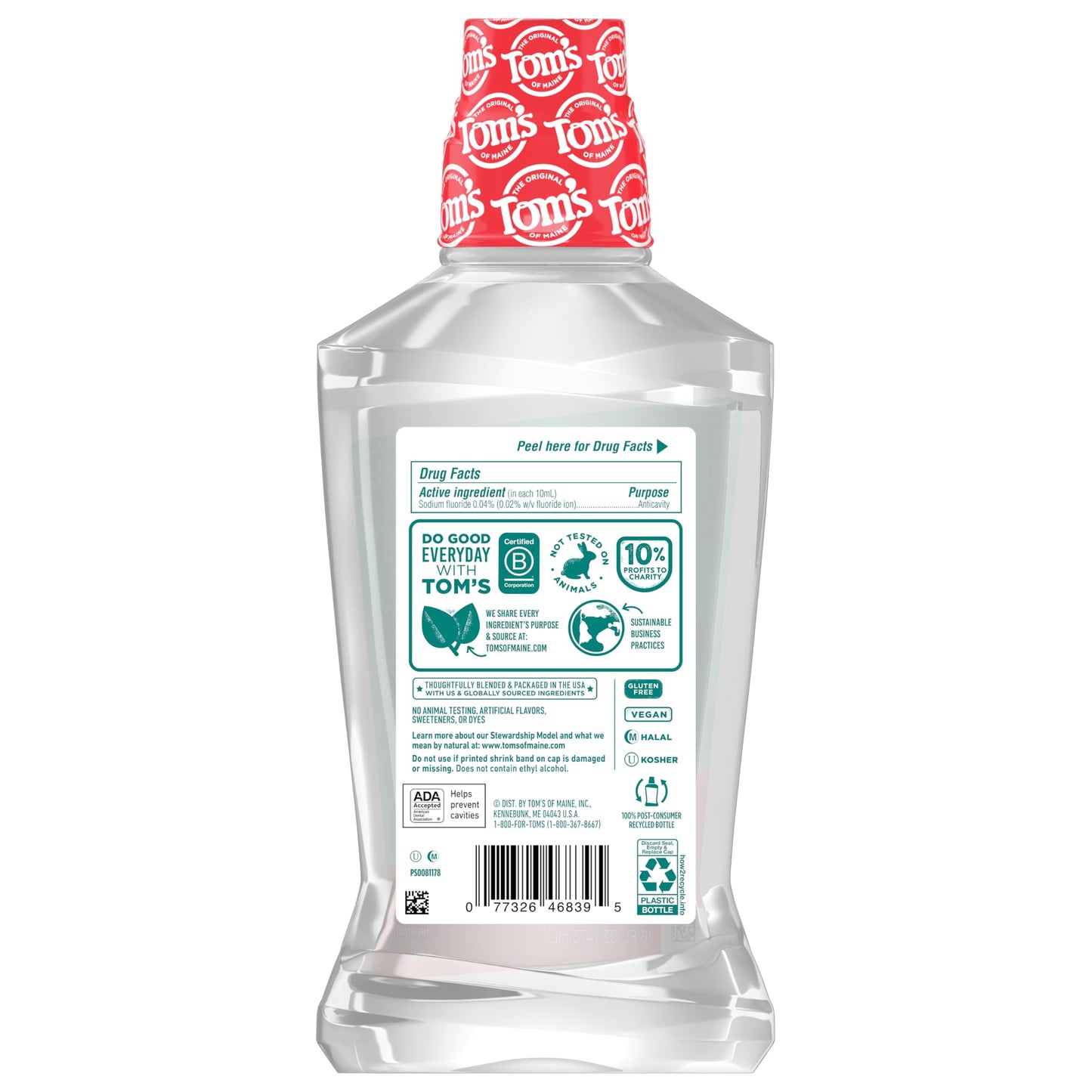 Tom's of Maine Children's Anticavity Fluoride Rinse Mouthwash โ Silly Strawberry, 16 Fl Oz (Pack of 6) (Packaging May Vary)