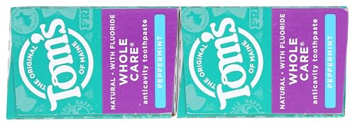 Tom's of Maine Whole Care Toothpaste with Fluoride โ Peppermint, 4 oz 2-Pack