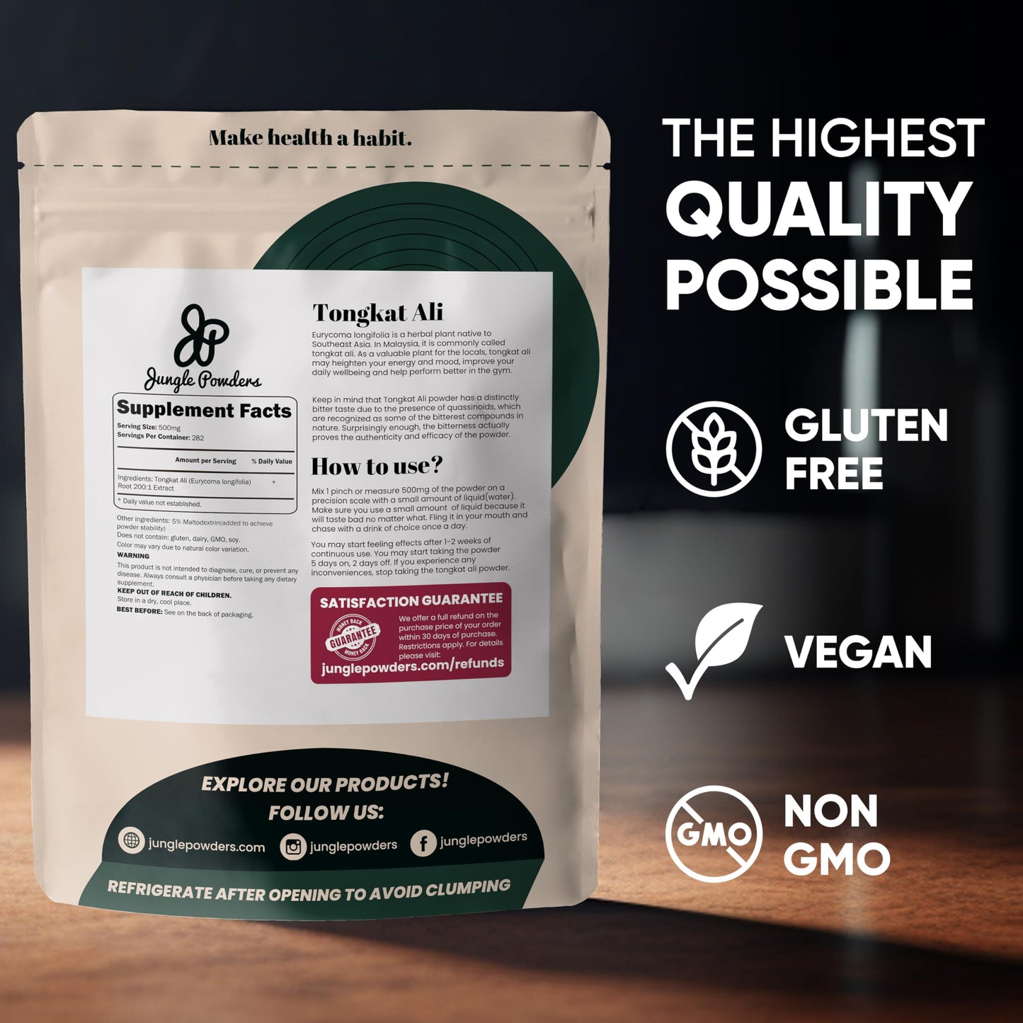 Tongkat Ali Powder 200:1 Extract โ Jungle Powders 5 oz
