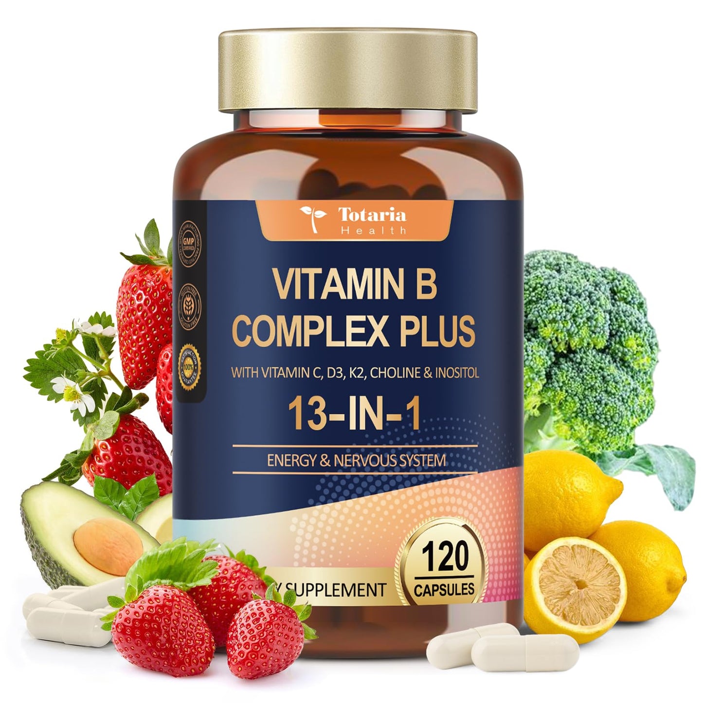 Totaria 13-in-1 Vitamin B Complex Plus β 2 Bottles (240 Caps) | Energy, Nerve & Immune Support
