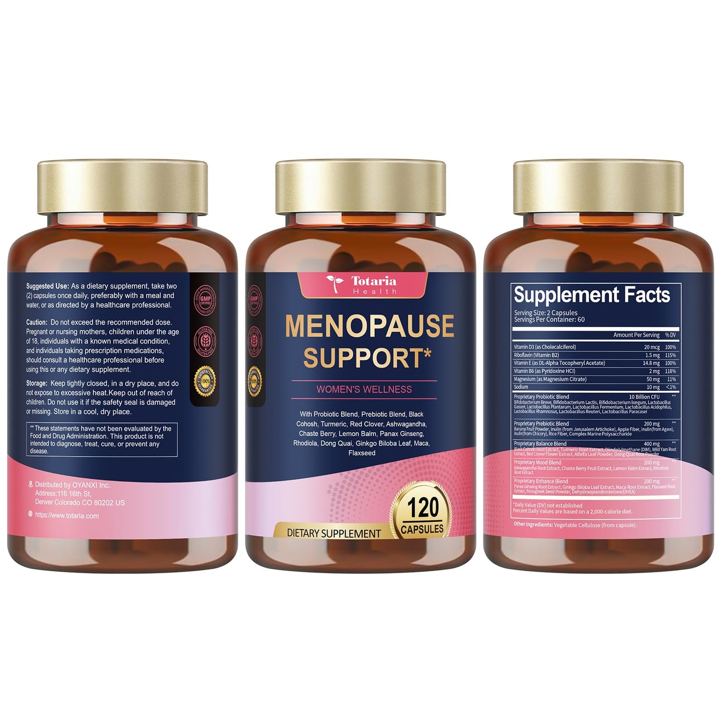 Totaria 40-in-1 Menopause Supplement for Women โ Hormone Balance, Night Sweats Relief, 120 Capsules