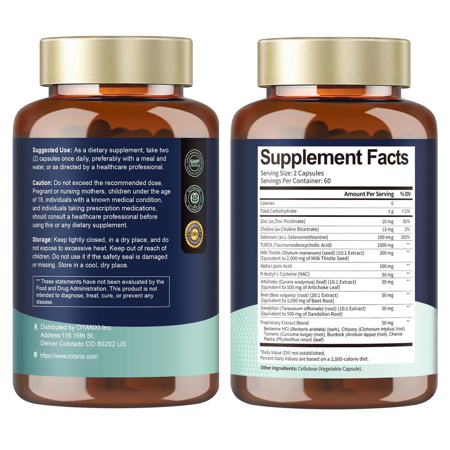 Totaria 15-in-1 TUDCA Liver Support โ 1000mg, Milk Thistle & NAC | Vegan 120 Caps