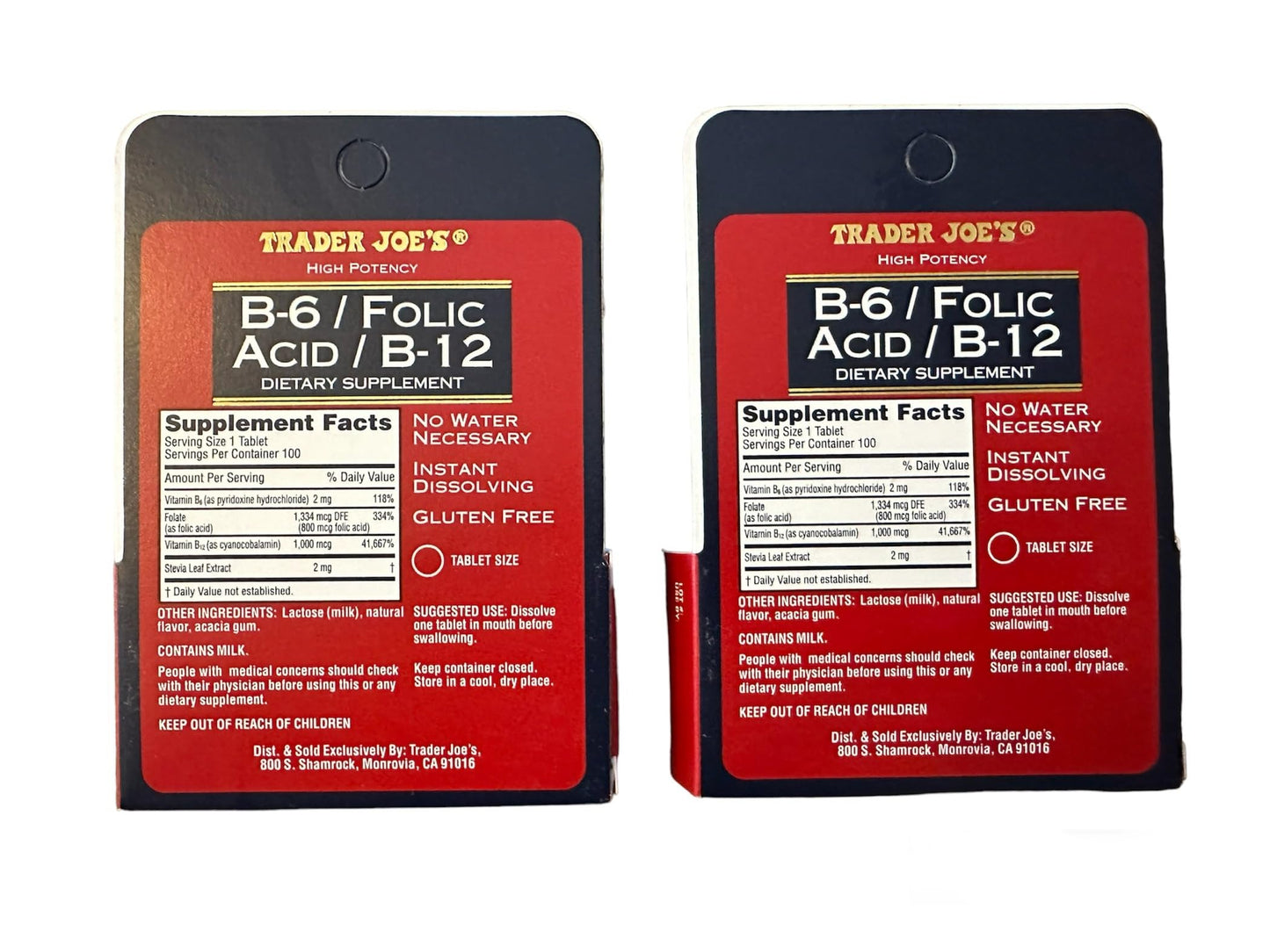 Trader Joe's B-6, Folic Acid & B-12 Supplement โ 200 Tablets (2-Pack)