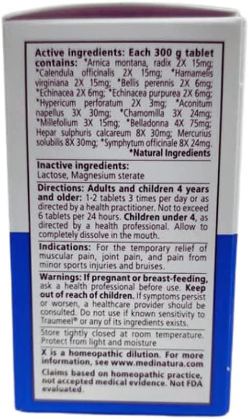 Traumeel Arnica 13 Natural Actives โ 100 Tablets (2 Pack) Pain Relief