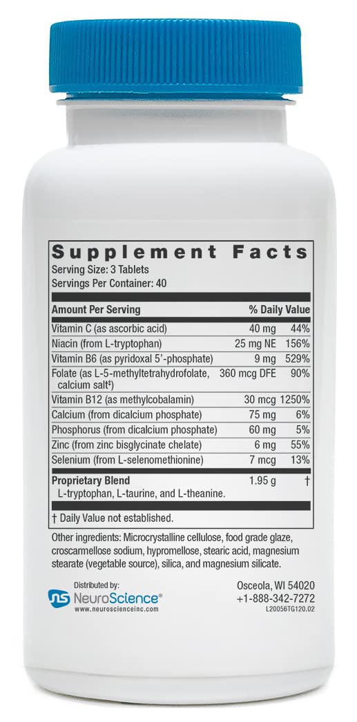 TravaGen Mood Support โ L-Tryptophan, L-Theanine & B12 (120 capsules)