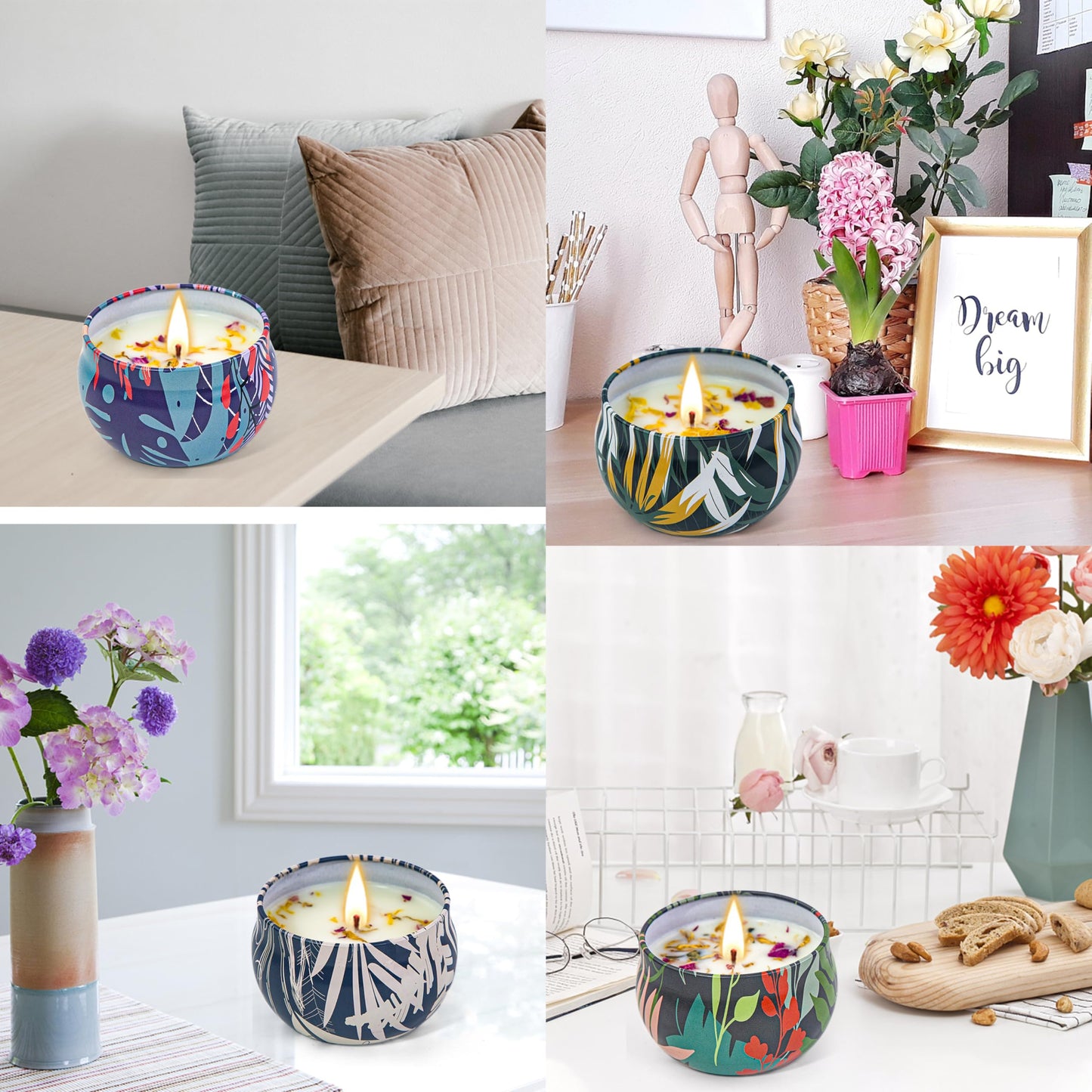Soy Wax Candle Gift Set โ 16 Pack with Dried Flowers | Aromatherapy Gifts