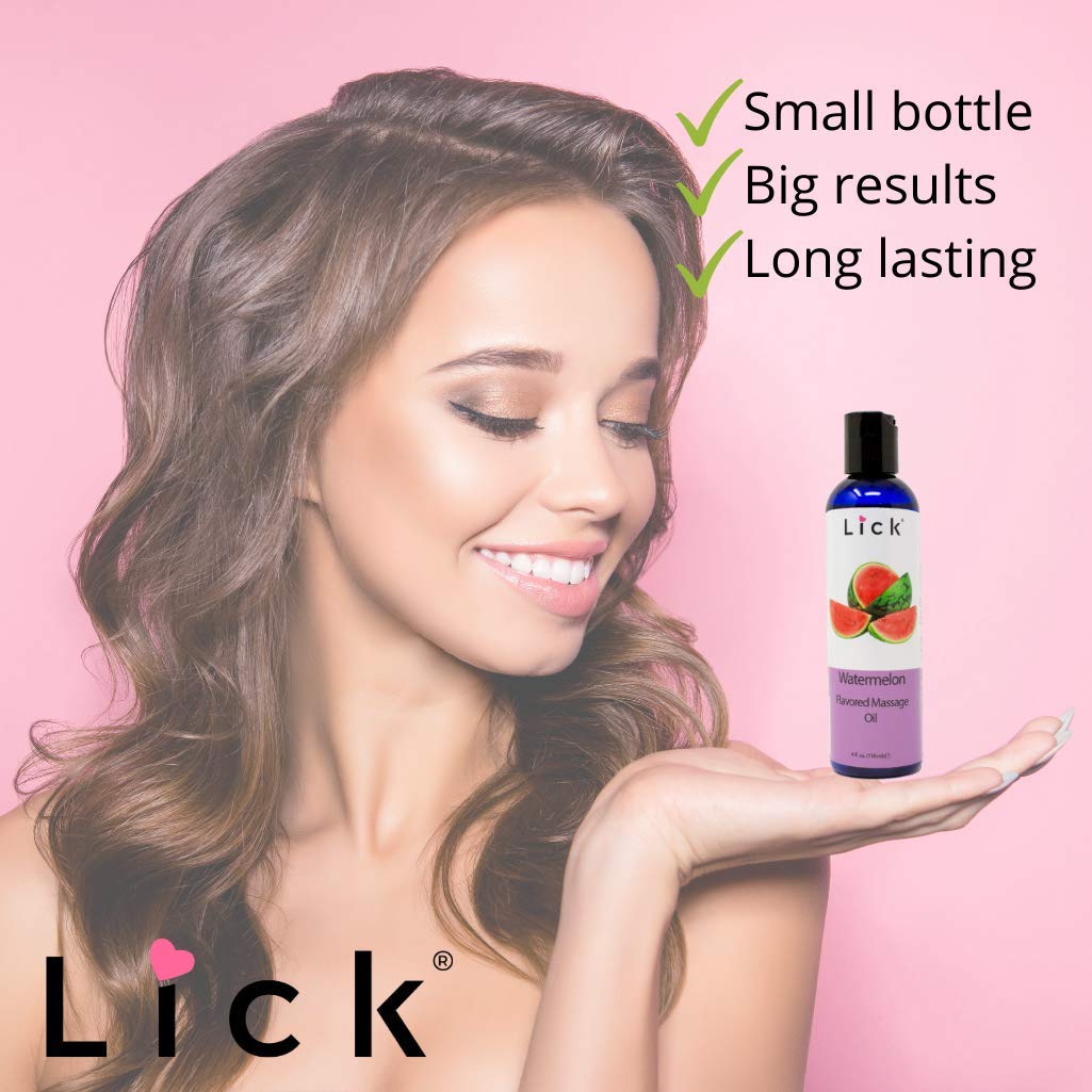 Watermelon Flavored Massage Oil for Couples โ Edible, Non-Sticky & Vegan (4 oz)