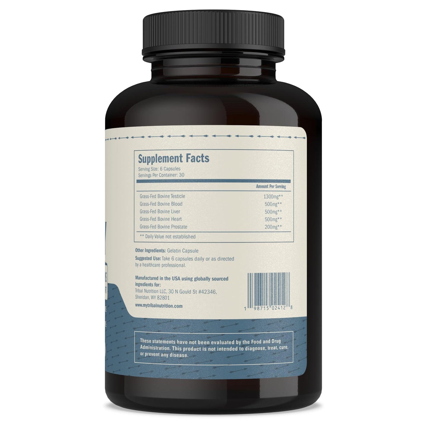 Grass-Fed Beef Organ Supplement for Men β Testicle, Prostate, Blood, Liver & Heart (3000mg)