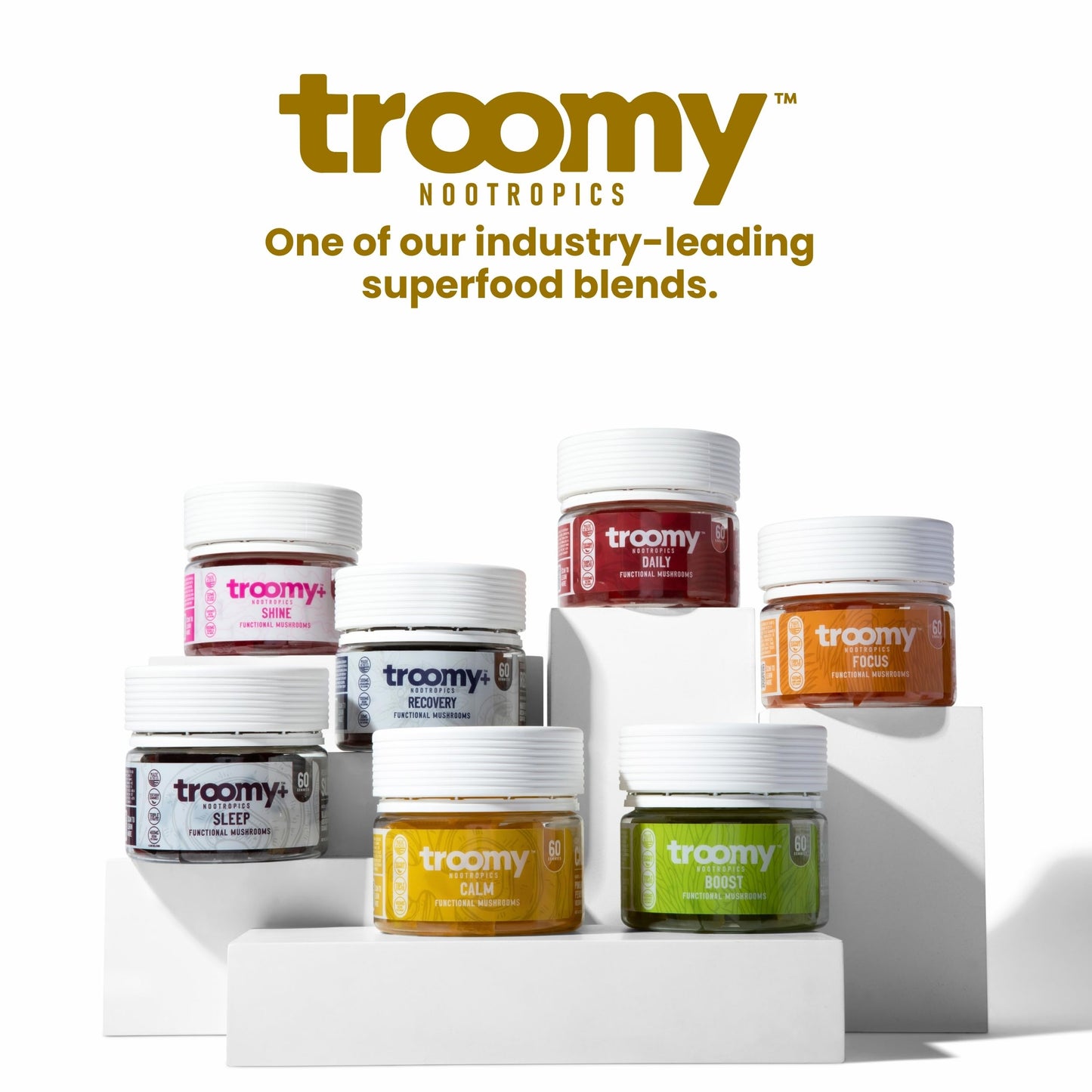 Troomy Reishi Calm Gummies โ Pineapple Peach Flavor, Gelatin-Free, Gluten-Free, Vegetarian | 30 Count