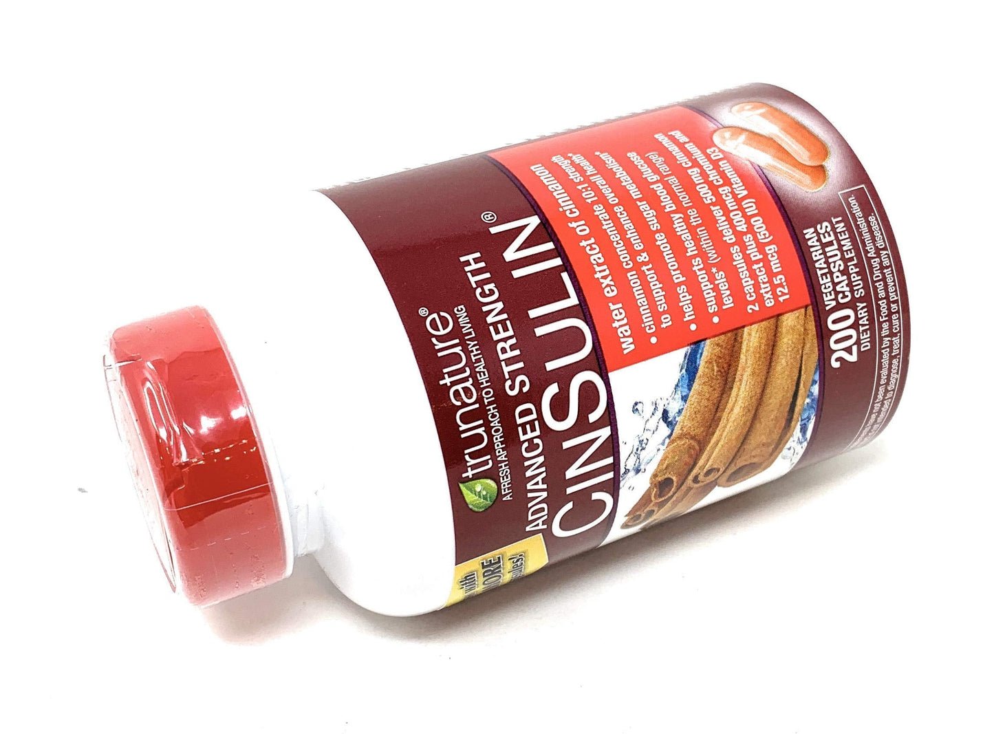 TruNature CinSulin 500 mg โ Advanced Strength, 2 Bottles (400 Vegetarian Capsules Total)