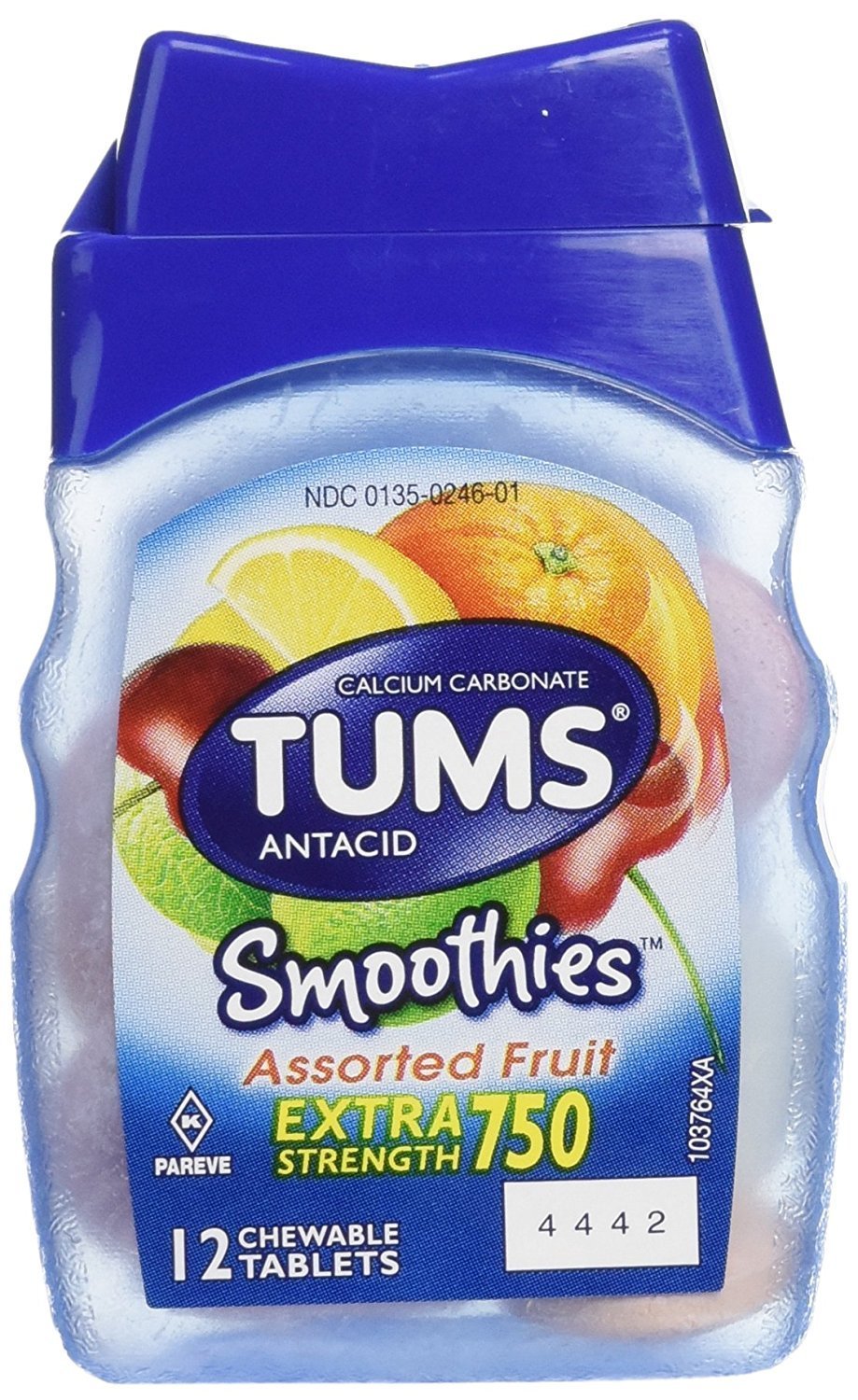 TUMS Smoothies Assorted Fruit Chewable Tablets β 12 Count Pack, 6 Pack Bundle