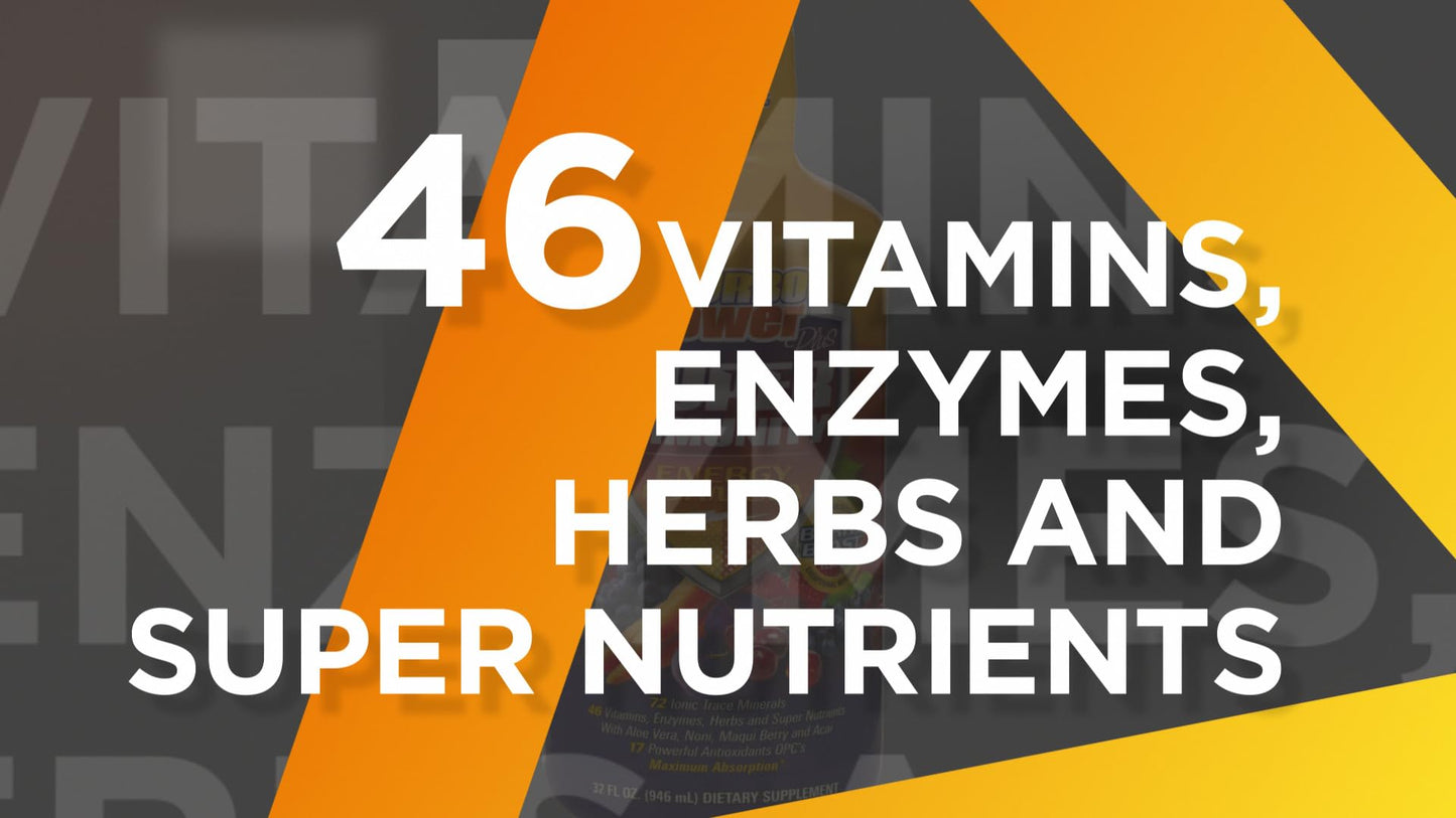Turbo Power Liquid Vitamin Plus โ 47 Vitamins, Enzymes, D3, C, A & Zinc for All Ages