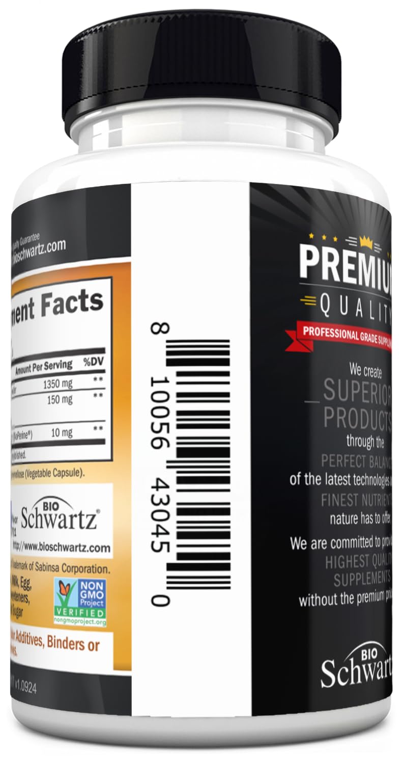 Turmeric Curcumin 1500mg with BioPerine โ 45 Vegan Capsules, 95% Curcuminoids