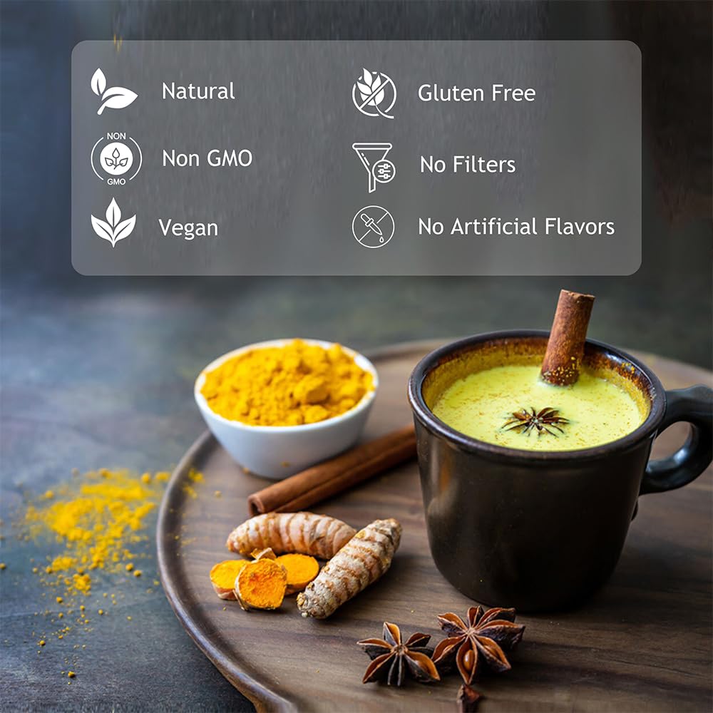 Turmeric Curcumin Powder with Black Pepper โ Golden Milk Latte Mix (Organic)