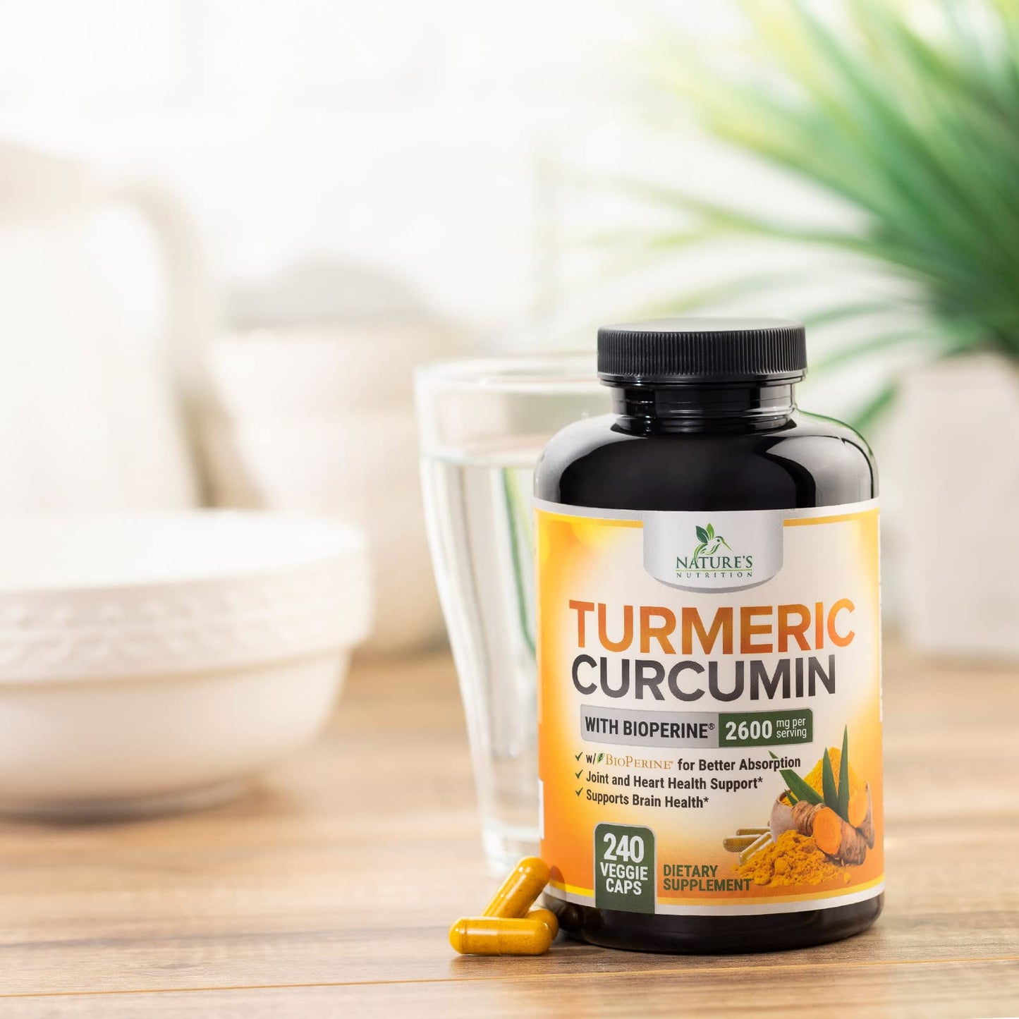 Turmeric Curcumin Supplement 2600mg โ 95% Curcuminoids, BioPerine & Organic Turmeric โ 240 Capsules | Made in USA