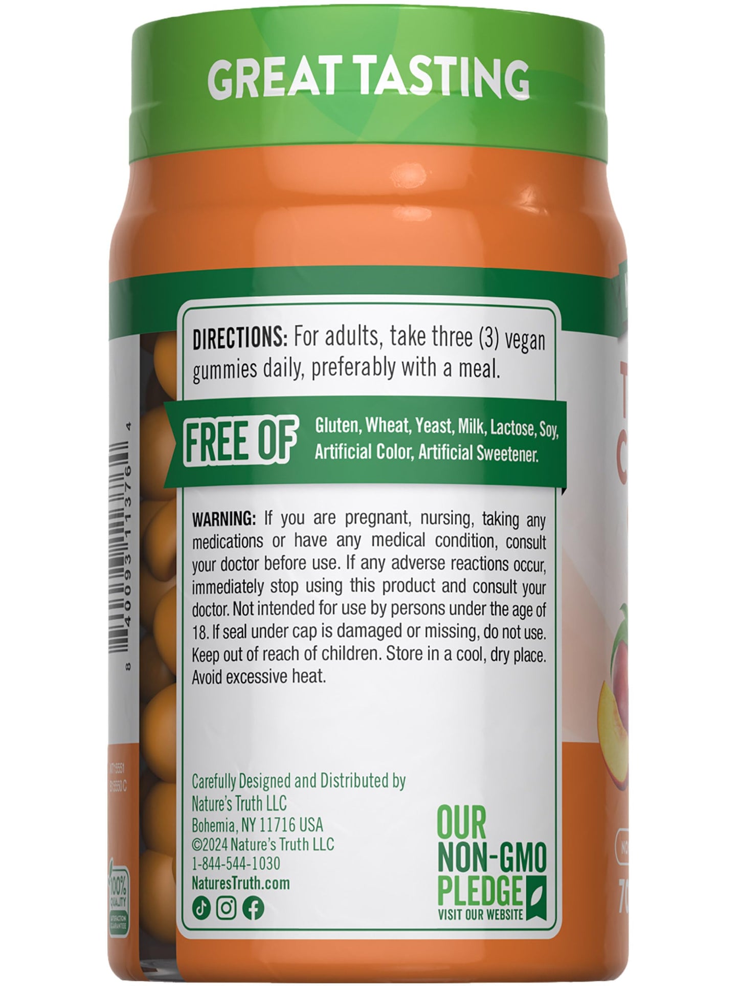 Nature's Truth Turmeric & Ginger Gummies β Peach, 70 Count | Vegan, Non-GMO, Gluten Free