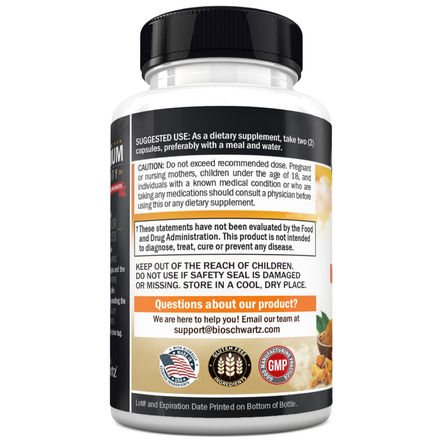 Turmeric Curcumin & Ginger Supplement with BioPerine โ 95% Curcuminoids, Gluten-Free, 60 Capsules