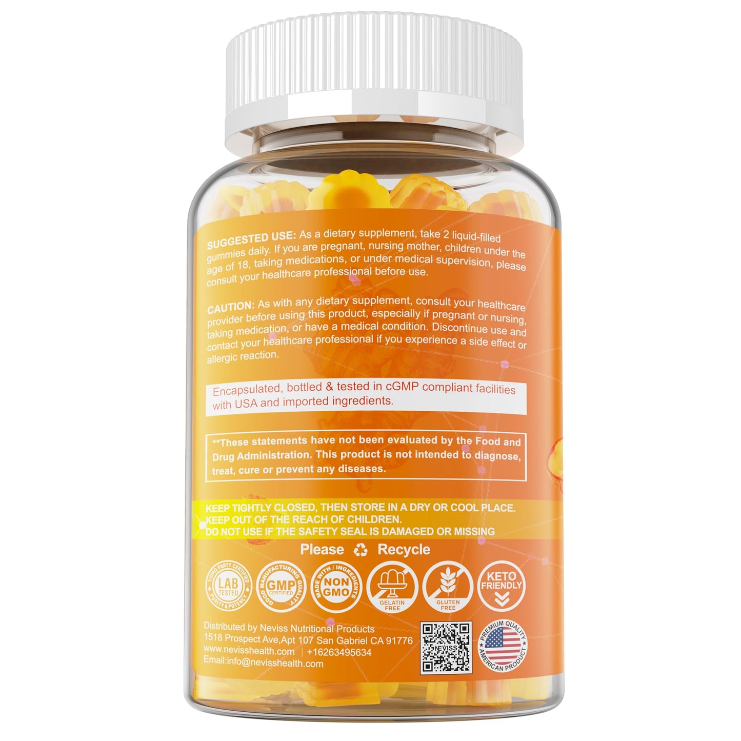 Turmeric Gummies 1000mg with MCT Oil C8/C10 โ Curcumin + Black Pepper, Sugar Free, 60 Gummies