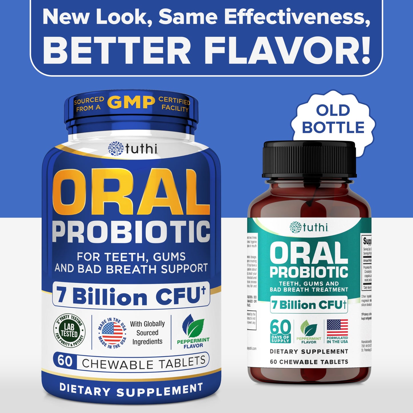 Tuthi Oral Probiotics & Tongue Scraper โ Bad Breath Treatment for Adults โ Dental Probiotics for Teeth and Gums โ Supports Fresh Breath โ 60 Chewable Tablets