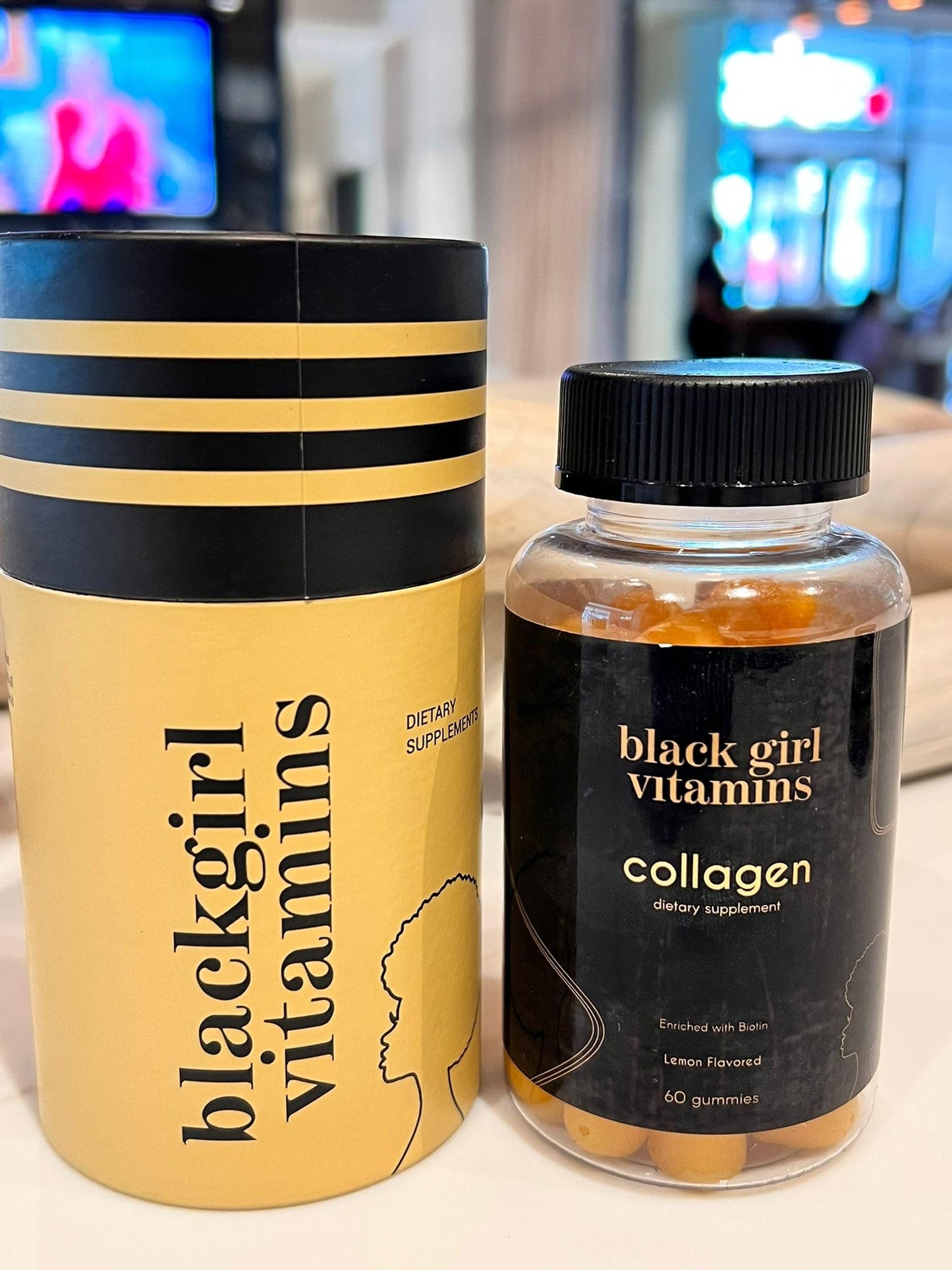 Black Girl Vitamins Collagen Gummies โ Hair, Skin & Nails Support | Lemon, 60ct