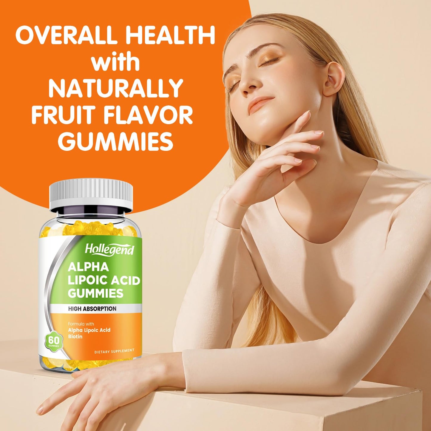 Alpha Lipoic Acid Gummies 1000mg with Biotin โ Pineapple Flavor, 60 Chews