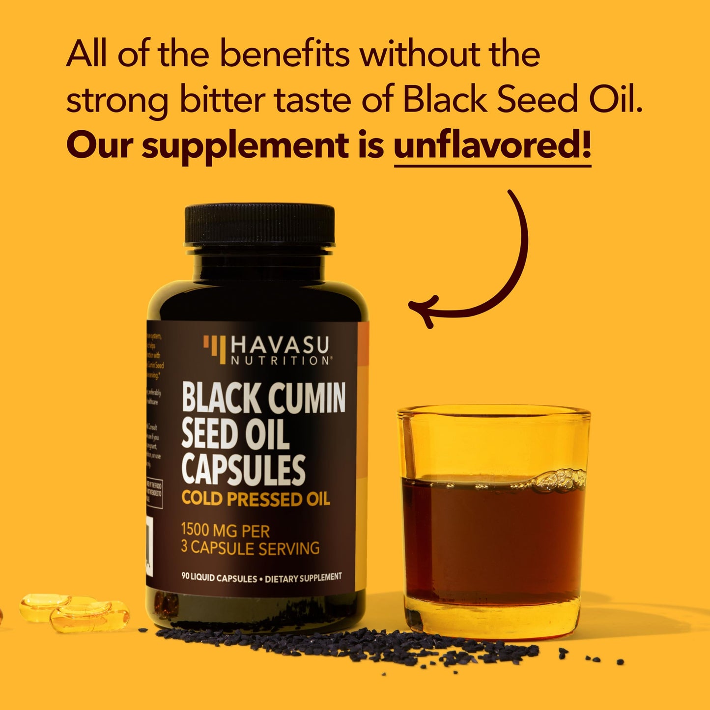 Cold Pressed Black Seed Oil Capsules 1500mg โ Immune & Digestive Support, Hair & Skin | 2-Month Unflavored Supply