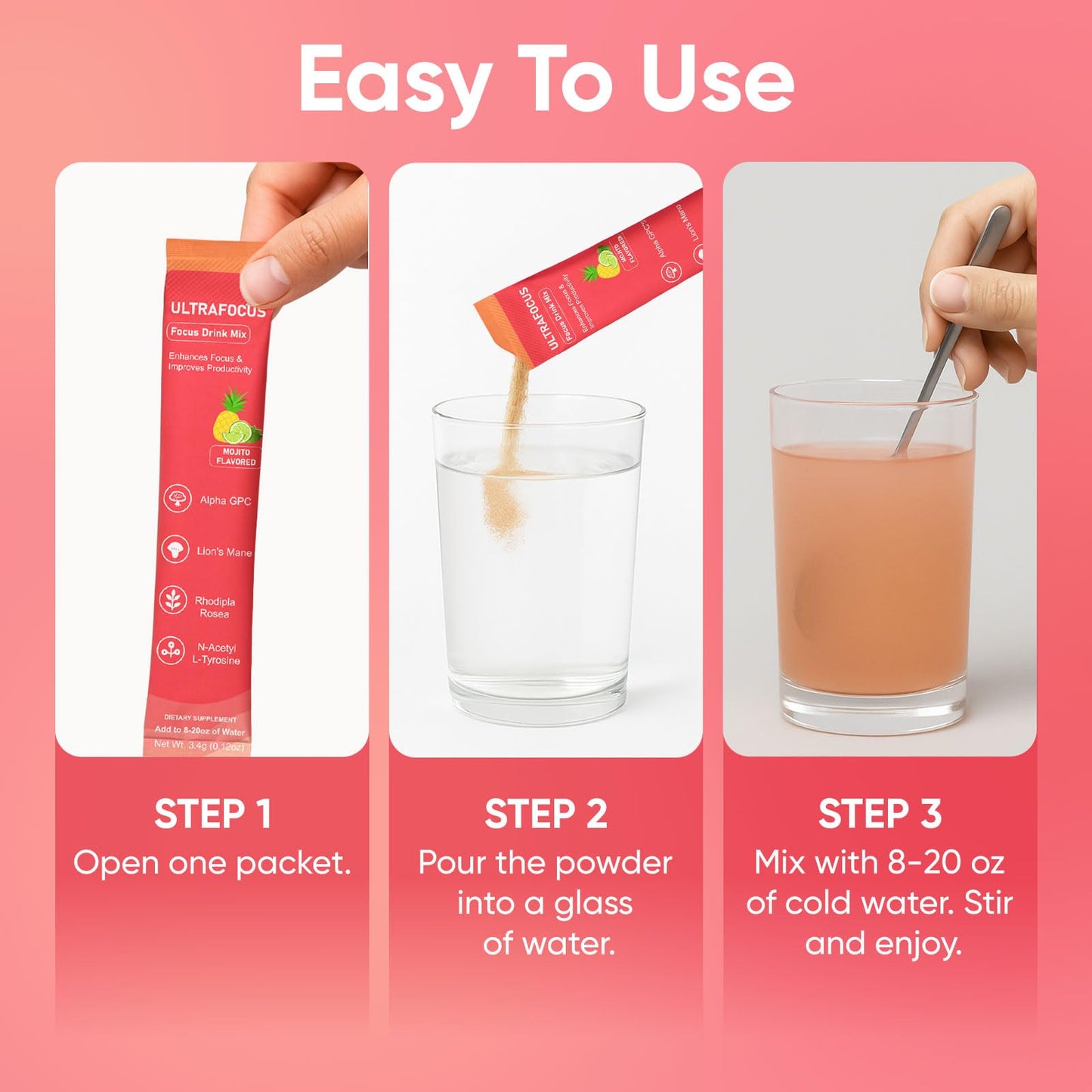Ulora Ultrafocus Drink Mix โ Mojito Flavor | Sugar-Free, 20 Packets for Focus & Clarity
