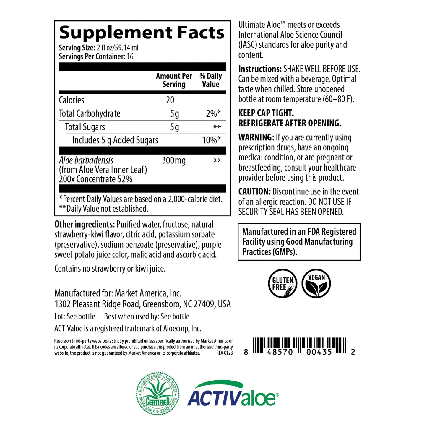 Ultimate Aloe Aloe Vera Juice β Gut Health, Digestive Comfort, Immune Support (Strawberry Kiwi, 16 Servings)