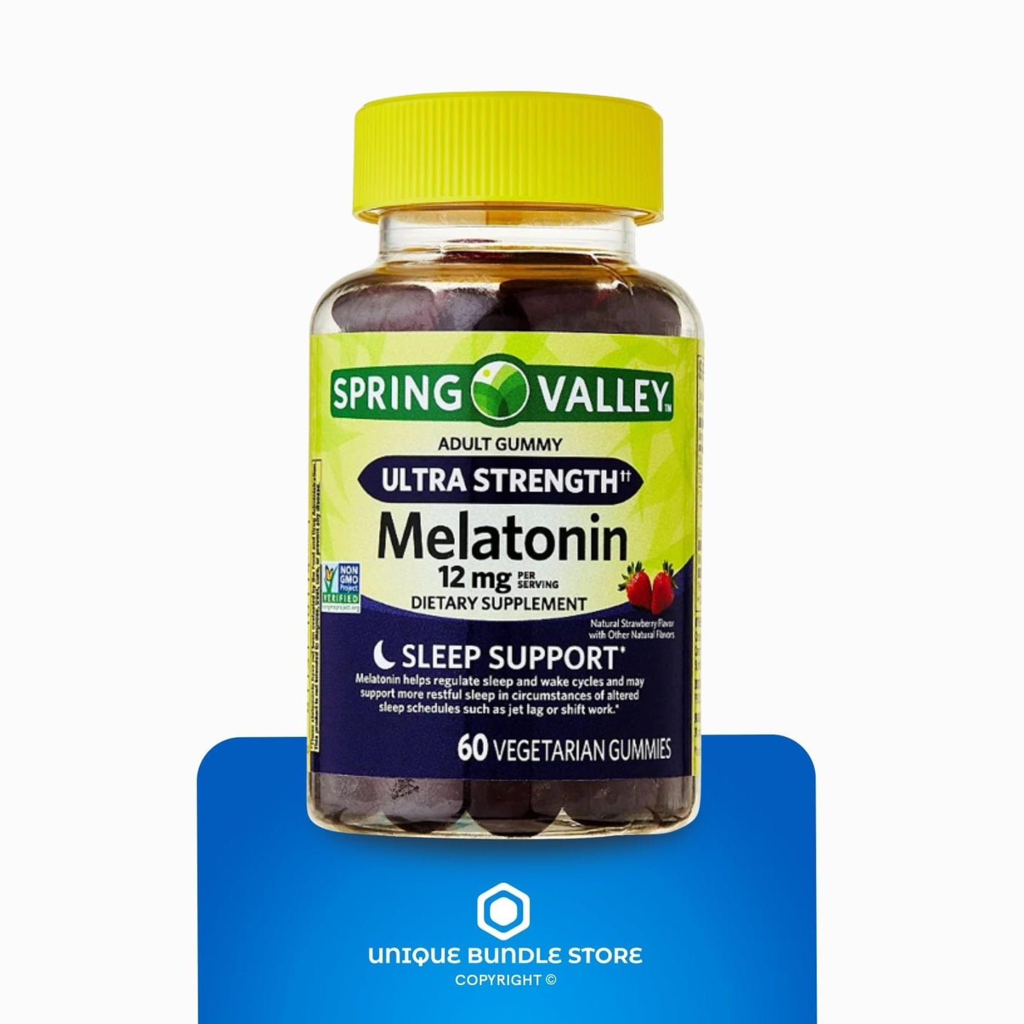 Ultra Strength Melatonin 12mg Gummies โ Strawberry, 60 Gummies (Pack of 2)