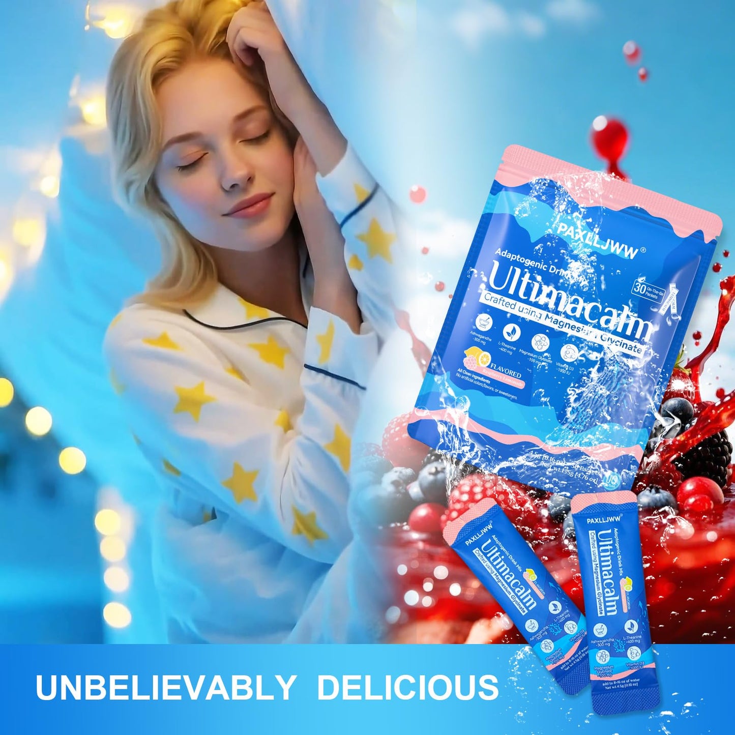 UltraCalm Raspberry Lemonade Sleep & Stress Drink โ 30 Servings