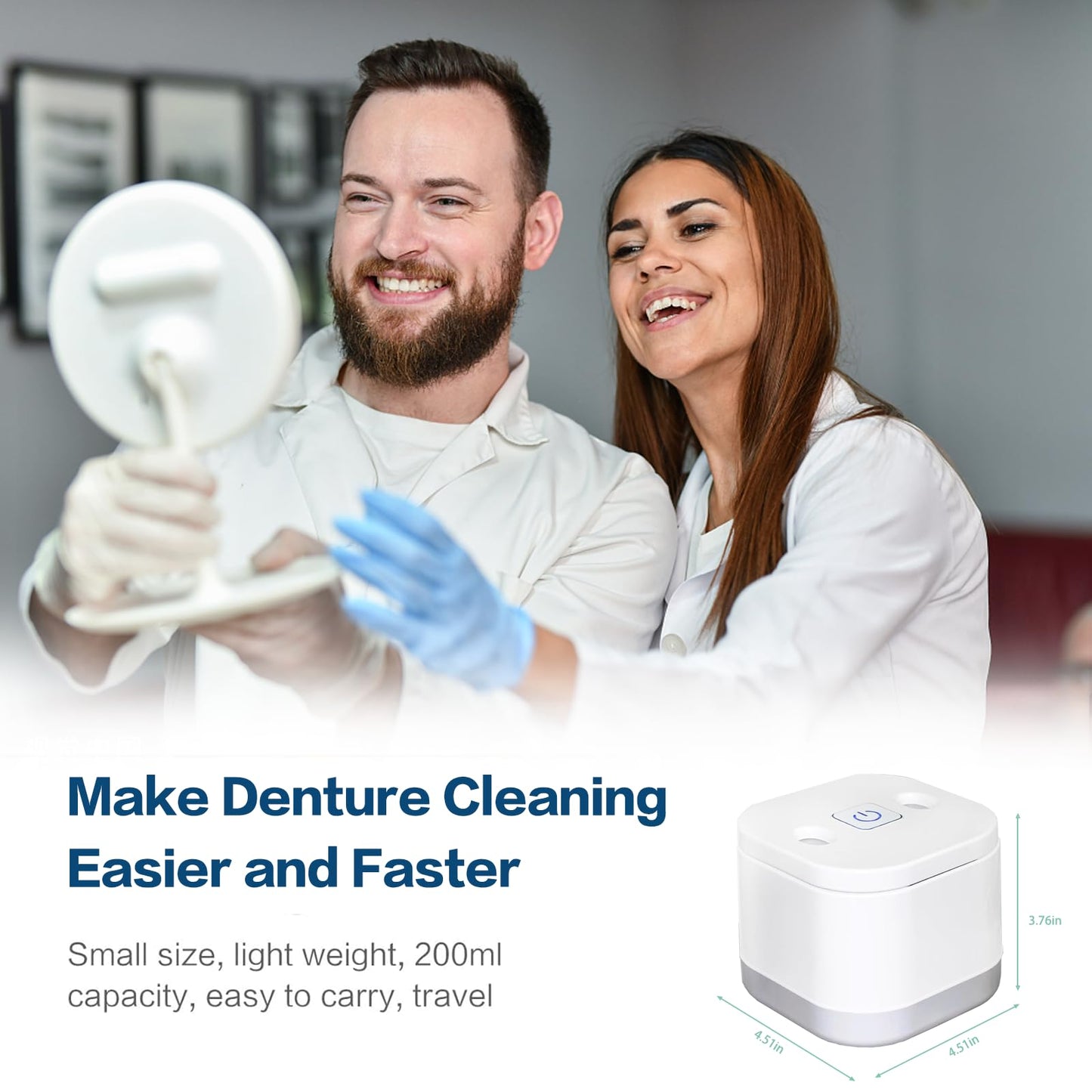 Ultrasonic U-V Retainer Cleaner โ 45kHz, 200ml for Dentures & Aligners