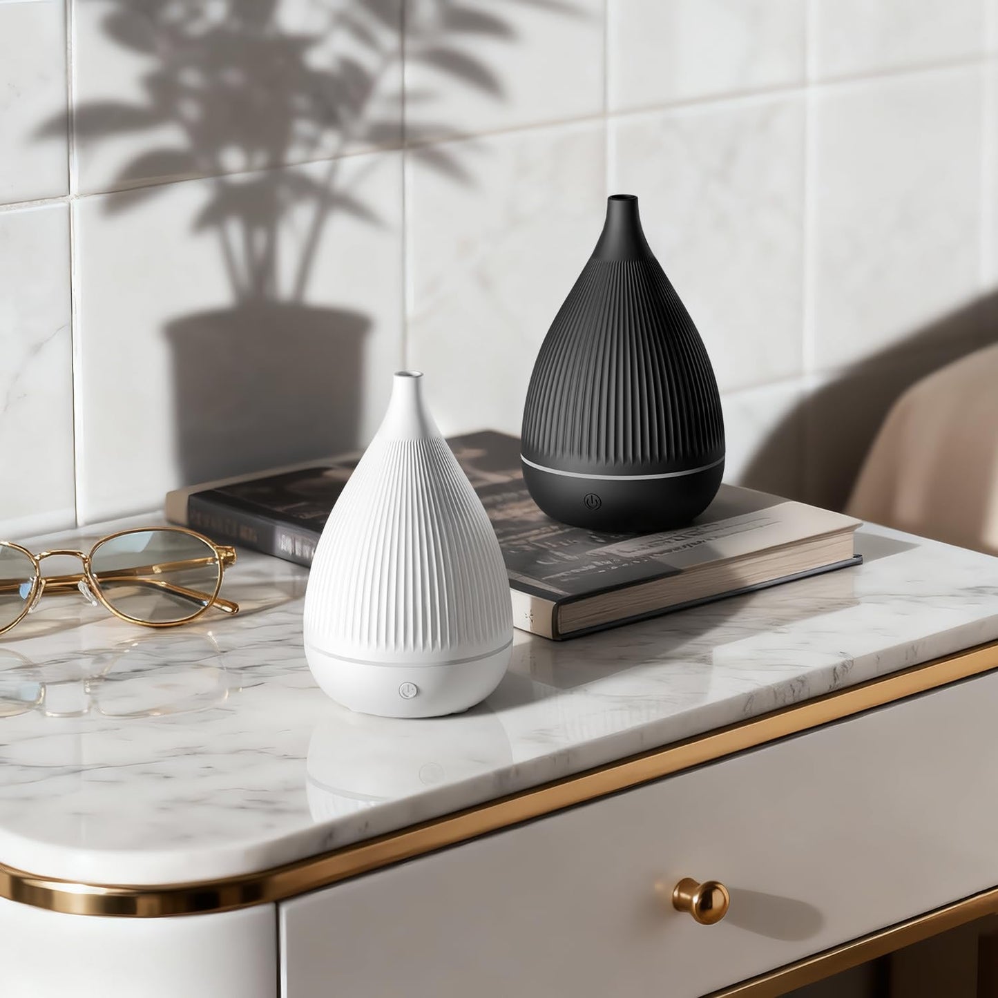 Ultrasonic Essential Oil Diffuser with Auto Shut-Off, Color-Changing Night Light โ BPA-Free Portable Humidifier (White)