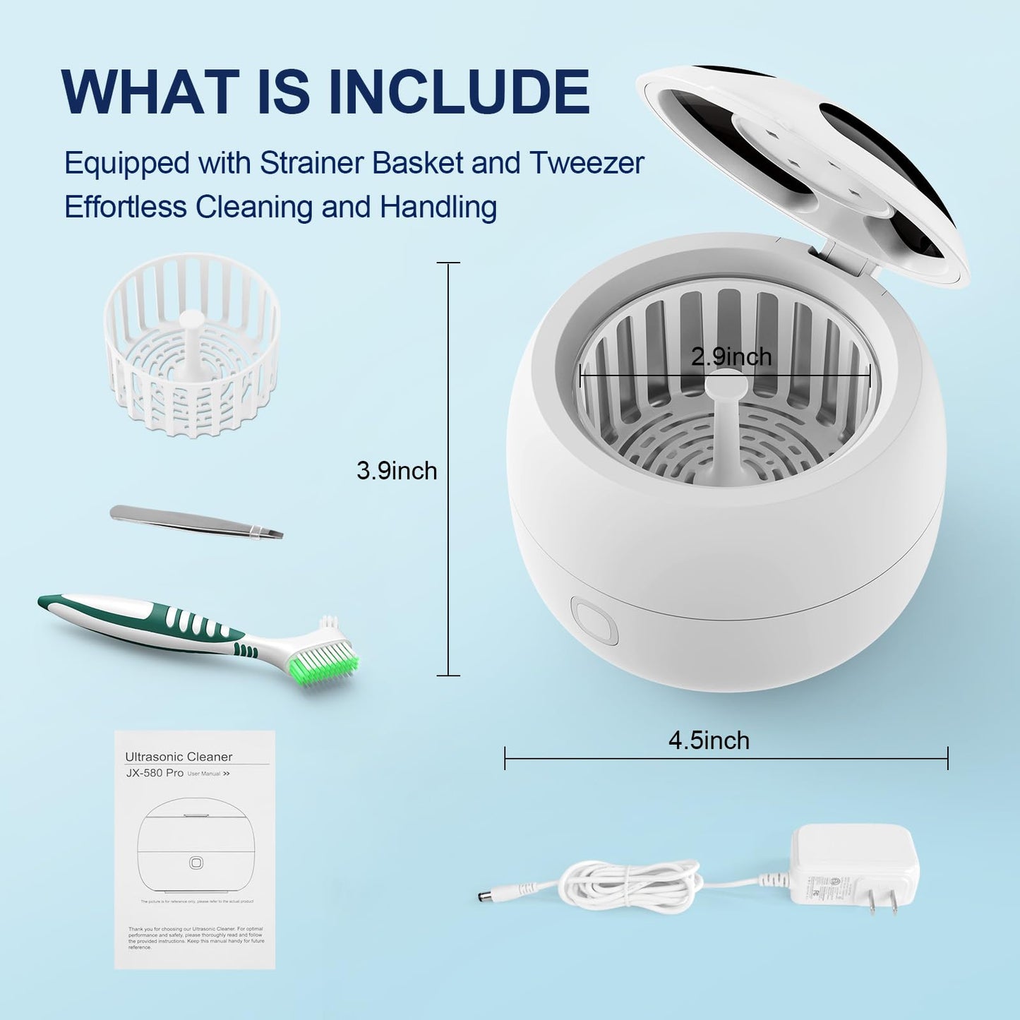 2025 Ultrasonic Retainer Cleaner 45kHz โ 24W, 200ml, 4 Modes