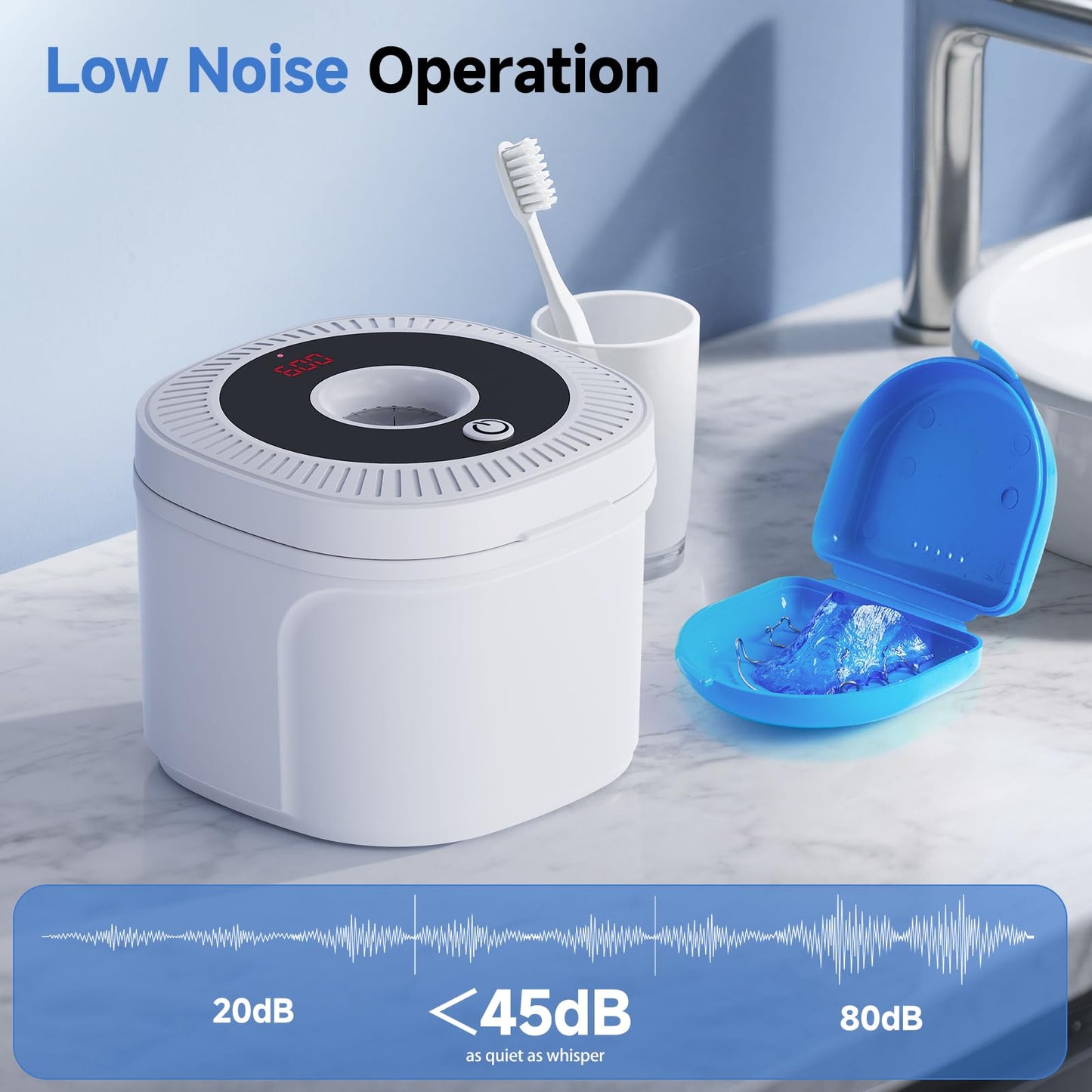 Ultrasonic Retainer Cleaner Machine โ 45kHz Cleaning for Dentures & Aligners