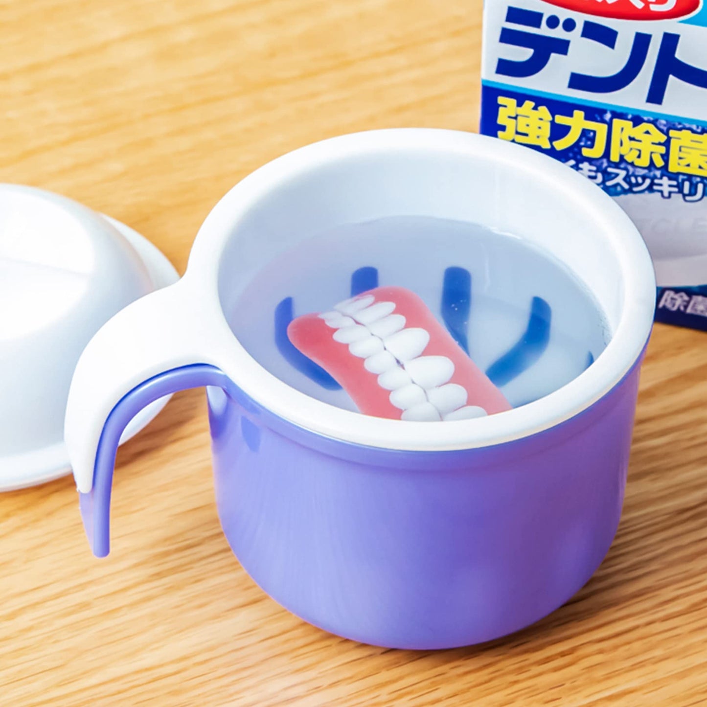 Large Denture Bath Cup with Lid & Filter โ 10.6 oz (300 ml) Denture Soaking Box