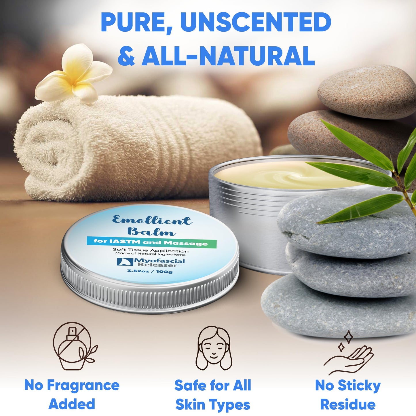 Myofascial Releaser Emollient Balm โ Natural Massage Oil for IASTM, Gua Sha & Muscle Relief